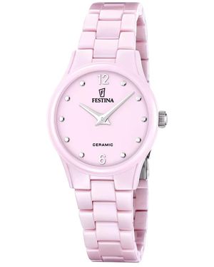 Festina Runde Keramik-Uhr - Pink