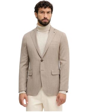 Michael Kors Jassen ,Wol Pinstripe Stretch Wool Blend Blazer - Bruin