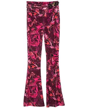 Versace Jeans Couture Porcelain Barocco Ausgestellte Samthose - Rot