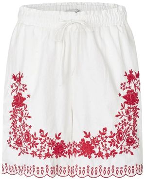 Lolly's Laundry Korte Broeken ,Wit ,Katoen Lucyll Shorts & Knickers Wit - Rood