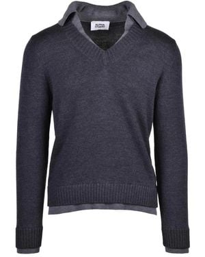 Alpha Studio V-Neck Knitwear - Blu
