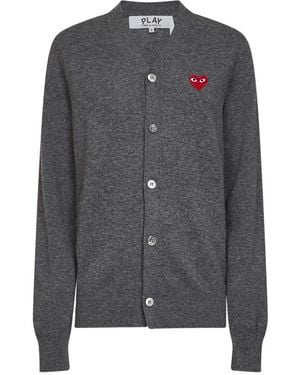 COMME DES GARÇONS PLAY V-Ausschnitt Wollcardigan - Grau
