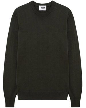 Alpha Studio Rundhals-Pullover - Schwarz