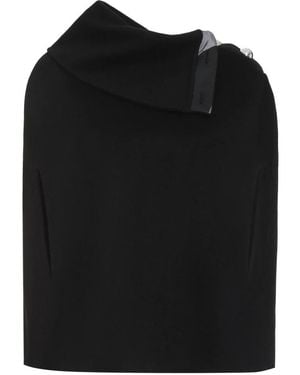 PUCCI Jassen ,Zwart ,Wol Wollen Cape Van Zijdemix Met Knopen