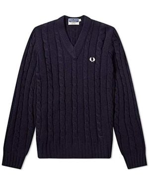 Fred Perry V-Neck Knitwear - Blue