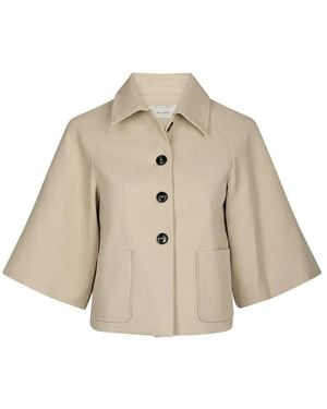 Neo Noir Jassen ,Katoen Tie-Waist Cape - Naturel