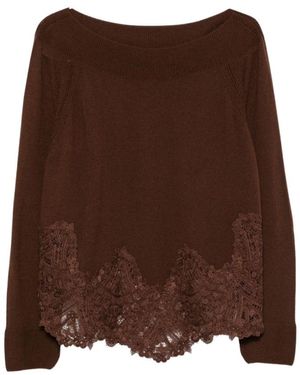 Ermanno Scervino Round-Neck Knitwear - Brown