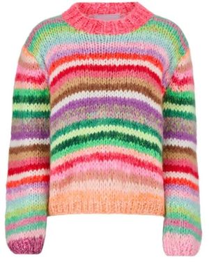 DAWNxDARE Maglione a righe collo rotondo stile genova - Rosa