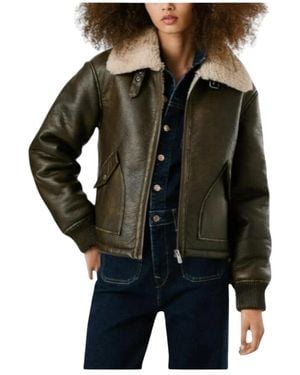 Pepe Jeans Shearling Bomberjacke - Schwarz