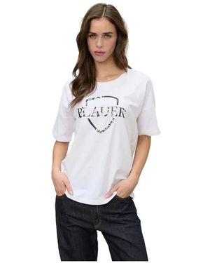 Blauer Tops ,Wit ,Katoen Cotton T-Shirt