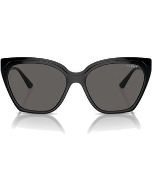 Vogue Zwarte Oversized Zonnebril Met Verstelbare Metalen Armen - Grijs