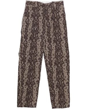 Dickies Broeken ,Groen ,Katoen Khaki Hoge Taille Animal Print Broek - Grijs