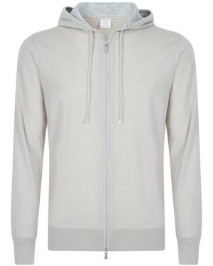 Eleventy Truien & Vesten ,Wol Maglia Full Zip Cappuccio - Grijs