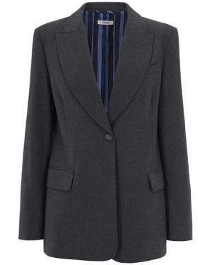 Liu Jo Jassen ,Grijs ,Leer Fitted Blazer - Blauw