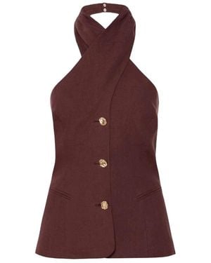 Marella Sleeveless Tops - Brown