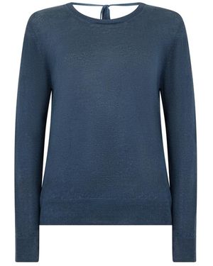120% Lino Round-Neck Knitwear - Azul