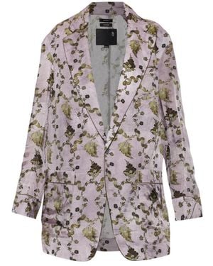 R13 Elongated Ragged Blazer With Piping - Grijs