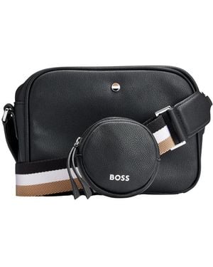 BOSS Grained Faux-Leather Crossbody Bag - Schwarz