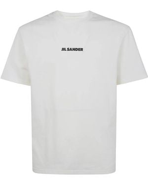 Jil Sander Crewneck Kurzärmeliges Logo-T-Shirt - Weiß