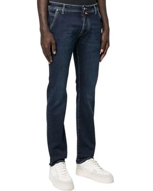 Jacob Cohen Blaue Jeans Mit Wildlederakzent