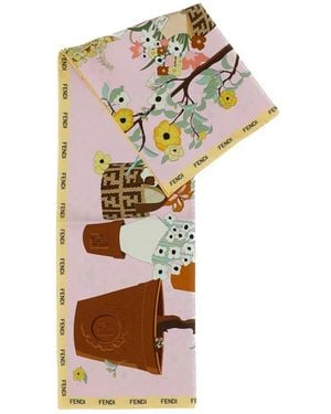 Fendi Accessoires ,Veelkleurig ,Vierkante Zijden Foulard - Meerkleurig