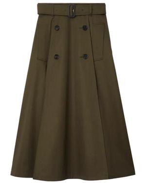 Burberry Rokken ,Groen ,Katoen Gabardine Trench Midi Rok