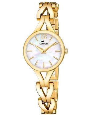 Lotus Rond Roestvrij Stalen Horloge - Metallic