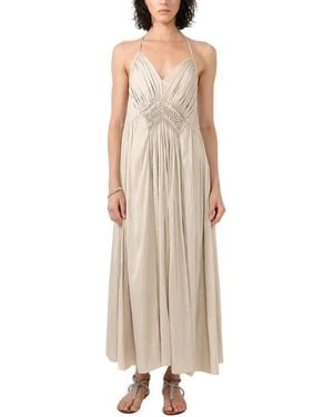 Barbara Bui Macramé-Detail Geplooide Maxi Jurk - Naturel