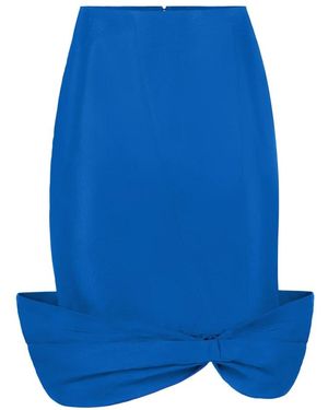 Nina Ricci Blaue taffeta schleifen peplum midi rock