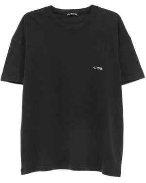 Cole Buxton Tops ,Zwart ,Katoen Logo Geborduurd T-Shirt