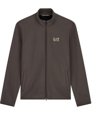 EA7 Hoodies & Sweatvesten ,Bruin ,Polyester Felpa Giubbino - Grijs