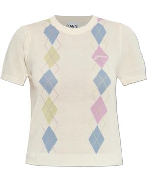 Ganni Ronde Hals Trui - Wit