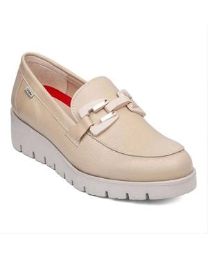 Callaghan Schoenen ,Roze ,Nude Leren Sleehak Mocassin Schoen - Wit