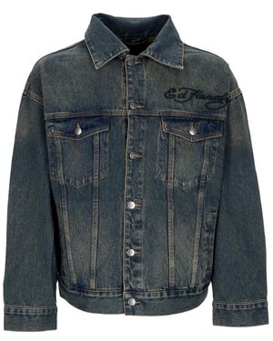 Ed Hardy Abstract United Dreams Denim Jacke - Blau