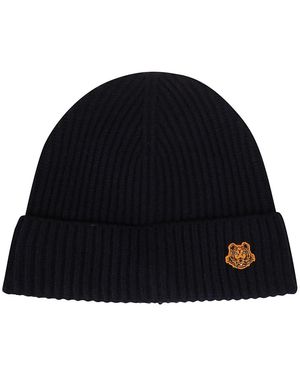 KENZO Warm Gestrickte Beanie Mütze - Schwarz