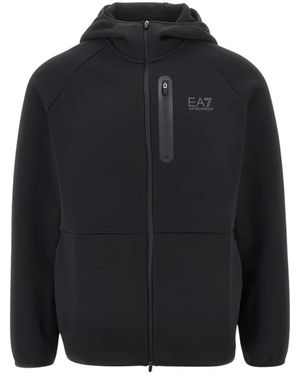 EA7 Hoodies & Sweatvesten ,Zwart ,Zip-Up Hoodie