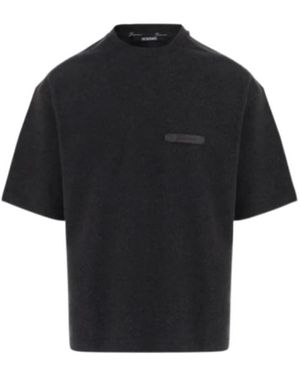 Jacquemus Tops ,Grijs ,Katoen Le T-Shirt Ruban - Zwart
