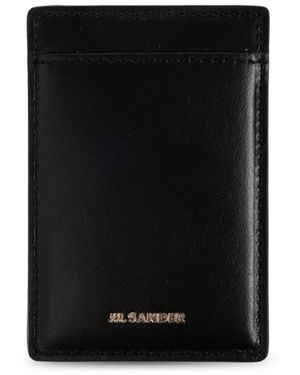 Jil Sander Accessoires ,Zwart ,Leer Magnetische Kaarthouder