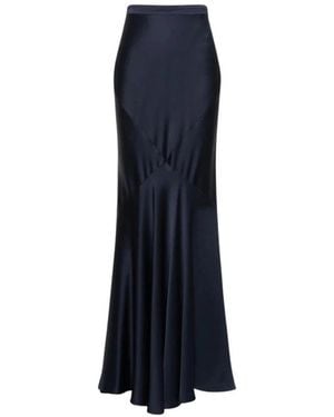 Max Mara Lange Envers Satijnen Rok - Blauw