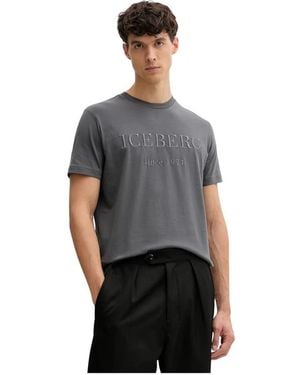 Iceberg Tops ,Grijs ,Katoen T-Shirt Met Ronde Hals