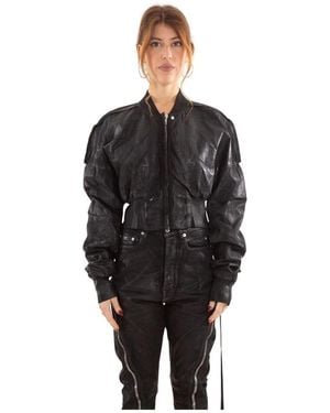 Rick Owens Foiled Bomber Flight Jacket - Schwarz