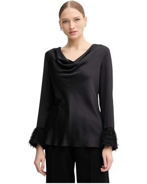 Joseph Ribkoff Overhemden ,Zwart ,Polyester Satin Cowl Neck Top
