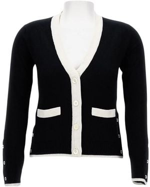 Thom Browne Jersey Steek Kasjmier V-Hals Vest - Zwart