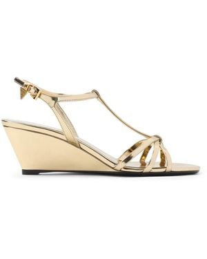 Prada Schoenen ,Geel ,Leer Platinum Goud Kalfsleren Sandalen - Metallic