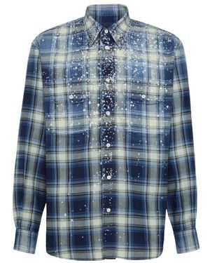 DSquared² Blaues Kariertes Hemd Lange Ärmel