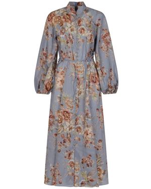 Zimmermann Kleedjes ,Veelkleurig ,Linnen Awaken Billow Maxi Jurk - Grijs