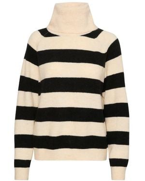 Saint Tropez Truien & Vesten ,Veelkleurig ,Wol Gestreepte Rollneck Pullover Ice - Zwart