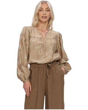 Nukus Overhemden ,Linnen Kaoutar Blouse Embroidery - Bruin