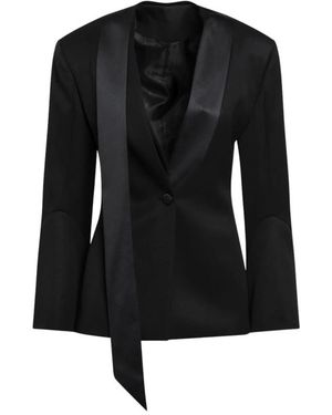 The Attico Oversized Blazer Met Sjaalkraag En Lint - Zwart