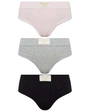 Palm Angels Driepersoons Katoenen Strings - Grijs